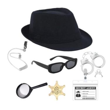 Imagem de Conjunto de acessórios de fantasia de espião, chapéu de detetive, fantasia para adultos, homens e mulheres, fantasias de espião de Halloween 00
