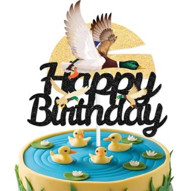 Imagem de Topo de bolo de feliz aniversário Pato Mallard, tema de chá de bebê de pato para meninos e meninas, suprimentos de decoração de festa de aniversário