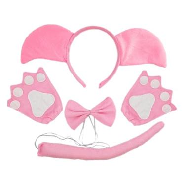 Imagem de IEUDNS Fantasia de Porco - Conjunto de Acessórios para Fantasia Infantil para Carnaval e Baile de Máscaras, Luz Rosa, 3 Piece Set W Gloves