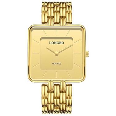 Imagem de Afcrho Relógio masculino quadrado, moderno, minimalista, quartzo, negócios, casual, analógico, A. Masculino, ouro, ouro