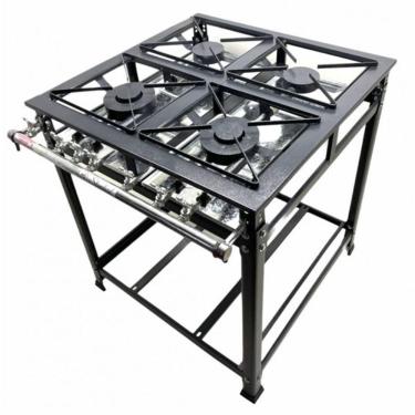 Imagem de Fogão Industrial 4 Bocas 2 Simples Standard Baixa Pressão Grelhas Aço 30x30 P5 Mr Fogões