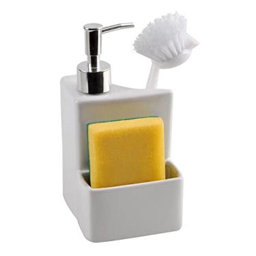 Imagem de Dispenser Clean Up para detergente, esponja e sabao em ceramica L11,3xP10xA21cm 430ml cor branca-BRANCO - Dynasty- Full Fit