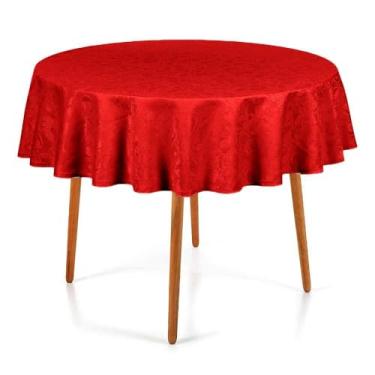 Imagem de Toalha de Mesa Redonda Jacquard 140cm Branca para Decoração (Vermelha)