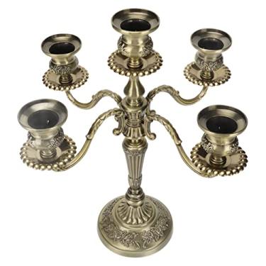 Imagem de Luocute Candelabros de 5 Braços, Suporte de Vela Vintage de Liga de Zinco Polido Com Design à Prova de Ferrugem Resistente a Arranhões para Festas de Casamento, Decoração de Casa,