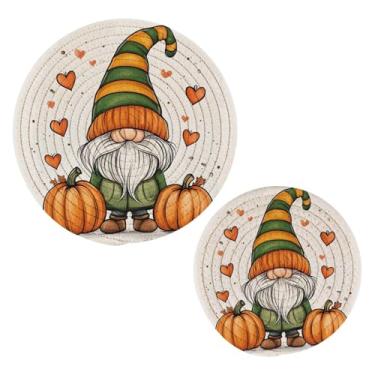 Imagem de Wassud Lindo conjunto de tripé de gnomo de desenho animado para pratos quentes, suportes redondos de algodão, almofadas quentes, porta-copos elegantes, decoração de cozinha e acessórios, 2 peças