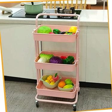 Imagem de Carrinho utilitário com rodinhas de 3 andares, organizador de prateleira móvel para banheiro/cozinha/livraria/escritório