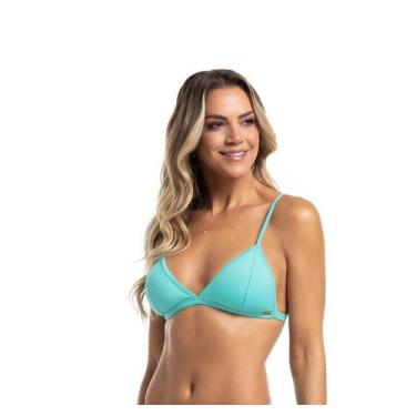 Imagem de Top Biquíni Cortininha Fixo Liso - Cor De Cacau, GG, Verde agua