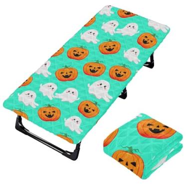Imagem de Burbuja Lençol de berço de abóbora de Halloween para crianças, lençol de cochilo acolchoado portátil com faixa elástica para meninas e meninos, lavável na máquina, 63,5 x 127 cm