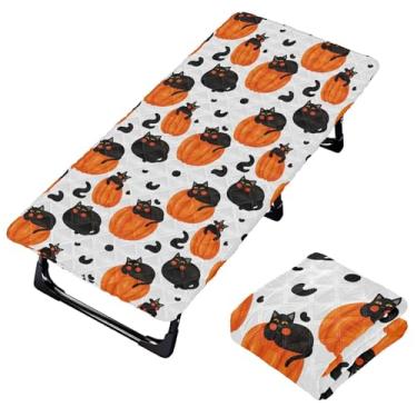 Imagem de Burbuja Lençol de berço de gatos deitados em abóboras para crianças, lençol portátil acolchoado com elástico para meninas e meninos, lavável na máquina, 63,5 x 127 cm