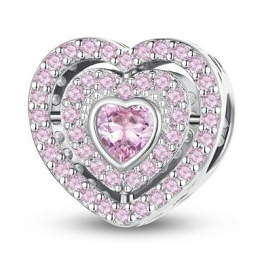 Imagem de 1 peça, pingente de coração de prata, elegante, berloque, ajuste faça você mesmo, joias combinando e presente de decoração de roupa diária para mulheres