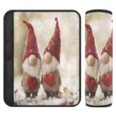 Imagem de Burbuja Capa de cinto de segurança de carro Valentine Gnome almofadas macias confortáveis protetor de cinto de segurança de carro para alça de ombro de assento de carro, 1 par pequeno