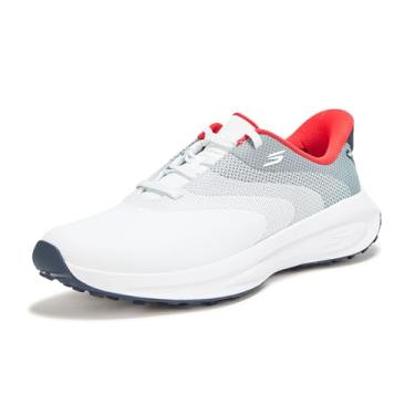Imagem de Skechers Tênis de golfe masculino Flow Slip-in Spikeless, Branco/azul marinho/vermelho, 10 Wide