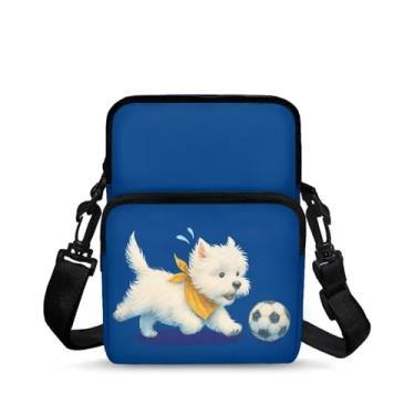 Imagem de CLOHOMIN Bolsa mensageiro pequena para mulheres e homens, bolsa para celular, carteira, bolsas pequenas da moda, pochete bolsa mensageiro, Futebol para cães