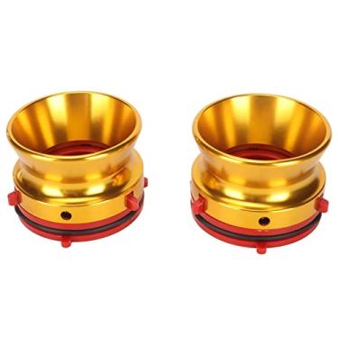 Imagem de Grcfumo 1 par de adaptadores de hub Nab, adaptador de conexão para carretel, adaptador de hub de liga de alumínio, adequado para todos os tipos de gravadores de fita de carretel a (Ouro)