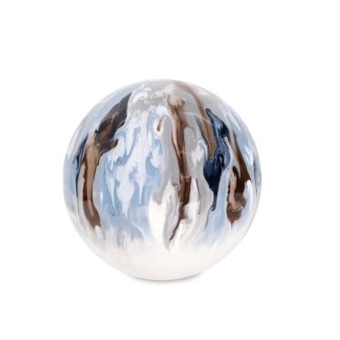 Imagem de Howard Elliott Collection Esferas azuis do mar Egeu - Azul redondo grande 15 cm A x 15 cm L X 15 D