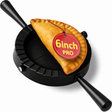 Imagem de Empanada Maker Press tamanho jumbo 15 cm preto - Empanadas profissionais - Molde Ravioli Bolinho de Massa, Pasta de Tortilha, Prensa de Massa Wonton 2 em 1 Cortador Selador, Pierogi, Calzone, Máquina