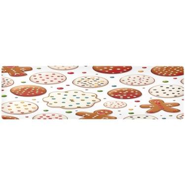 Imagem de Cookies de Natal em tripé branco resistente ao calor, caminho de mesa resistente ao calor, caminhos de mesa ao ar livre para pátios