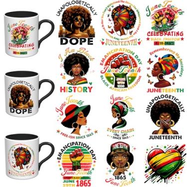 Imagem de Elewins Decalques de transferência DTF UV com suporte de 12 peças para garrafas de água de canecas de café, película de descascar e colar apenas para superfícies de caderno de cerâmica de vidro liso