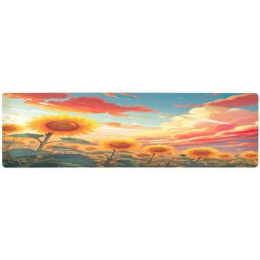 Imagem de Girassóis são trivet laranja caminho de mesa, corredor de mesa resistente ao calor, tripé decorativo