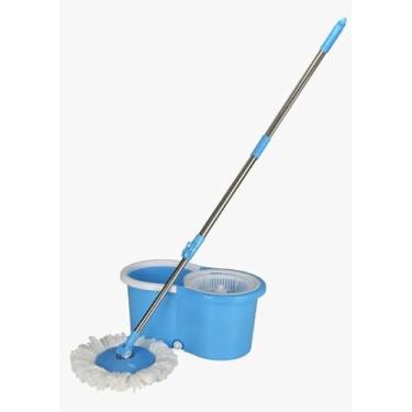 Imagem de Mop Giratório 360° com Balde 8L, Sistema de Centrifugação, Cabo em Aço Inoxidável, Refil em Microfibra Lavável, para Pisos Frios, Vinílicos e Madeira