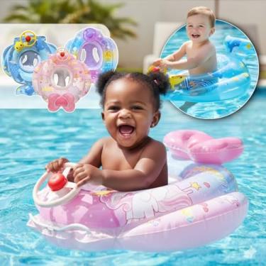 Imagem de Boia Infantil Piscina Inflável Praia Bebê Com Volante E Buzina Bote Para Crianças (Unicórnio)