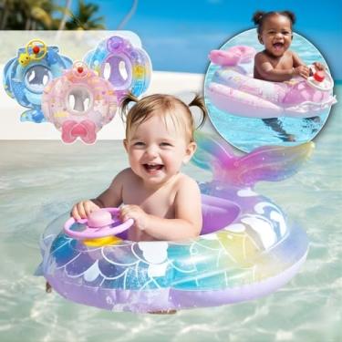 Imagem de Boia Infantil Piscina Inflável Praia Bebê Com Volante E Buzina Bote Para Crianças (Sereia)