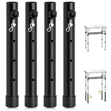 Imagem de Anbte 4 peças de extensores de perna de mesa dobráveis, 4 níveis de altura ajustável até 33 cm, elevadores de mesa de aço resistente para pernas retas e dobradas, reduz o trabalho inclinado, preto
