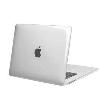 Imagem de GNAFETS Capa rígida protetora com acabamento cristalino compatível com MacBook Air M1 (13 polegadas, modelo 2020 A2337) (transparente e cinza) (transparente transparente)