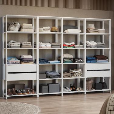 Imagem de Guarda-Roupa Closet Modulado 4 Gavetas 258 cm Valencia Madesa 06