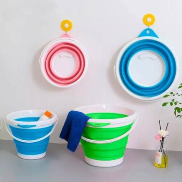 Imagem de Balde Dobrável Retrátil 5L / 10 Litros Silicone Original Multiuso Port