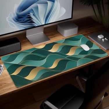 Imagem de Tapete de mesa minimalista de couro, mouse pad de arte colorida grande teclado de computador mousepad para jogos à prova d'água protetor e capa de mesa, tapete de mouse decorativo de couro PU para