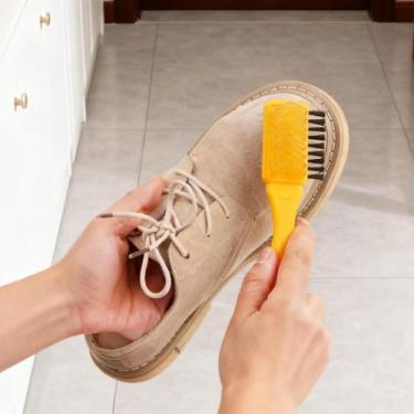 Imagem de 1 escova de sapato 2 em 1, borracha de polimento de borracha com escova de cerdas macias para limpeza e nobuck, limpeza de sapatos, bolsas, casaco, bolsa, borracha de manchas