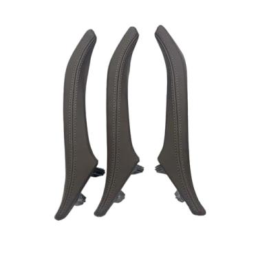 Imagem de 3 pçs esquerda direita maçaneta da porta conjunto conjunto de couro puxador da porta substituição guarnição compatível com bmw série 5 f10 f11 520 523 525 528(Moka RHD 3PCS)