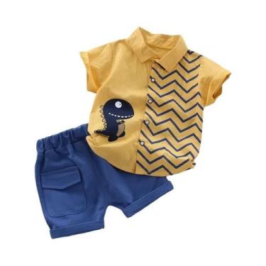 Imagem de Conjunto De Camiseta E Shorts De Verão Para Meninos 2 Peças Roupas Cas