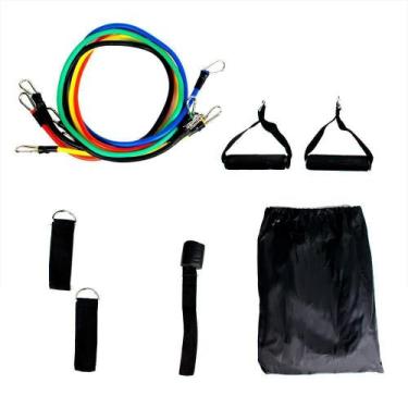 Imagem de Kit 11 Elásticos Extensor Treino Resistente Exercicio Tensão Power Ban