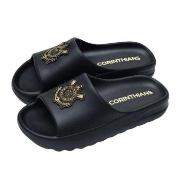 Imagem de Chinelo Nuvem Corinthians Slide Oficial Licenciado Preto-Unissex