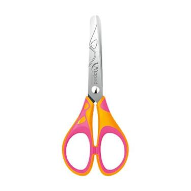 Imagem de Tesoura Escolar Soft Neon 13cm Decorada Colorida - MAPED, Laranja e Ro