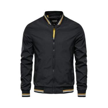 Imagem de Jaqueta masculina elegante slim fit, jaqueta outono à prova de vento e