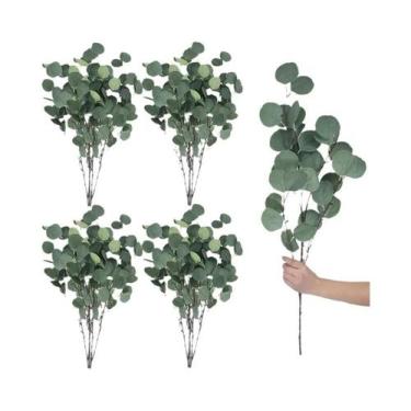 Imagem de Ramos De Eucalipto De Seda De 78cm, Haste Verde Artificial Para Decora