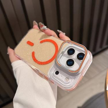 Imagem de Capa de luxo transparente e brilhante à prova de choque para iPhone 17, 16, 15, 14, 13 Pro Max e 17 Air Plus (para iPhone 16e/Laranja)
