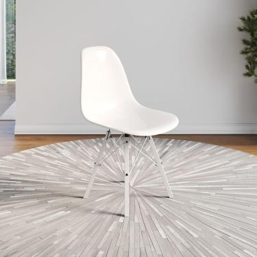 Imagem de Cadeira Eames Design Moderno Tubo De Ferro Branco Assento Branco