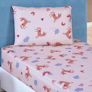 Imagem de Jogo De Cama Lençol Bouti Infantil Kids Solteiro 02 Peças - Unicórnio