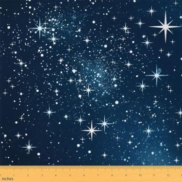 Imagem de jejeloiu Tecido de galáxia roxa da Yard Night Starry Sky Tecido de estofamento para costura, artesanato, espaço, estrelas, lua, à prova d'água, decoração interna e externa para projetos de bricolage