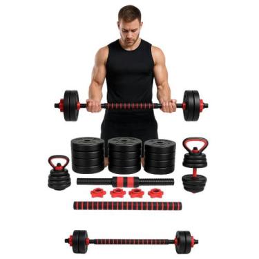 Imagem de Kit De Halteres E Anilhas Ajustáveis Kettlebell Ajustáveis Academia 15