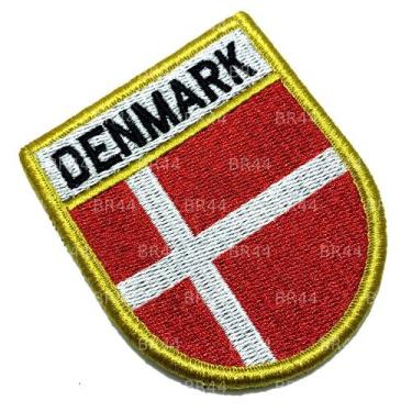 Imagem de Bandeira Dinamarca Patch Bordada Fecho Contato Gancho - BR44