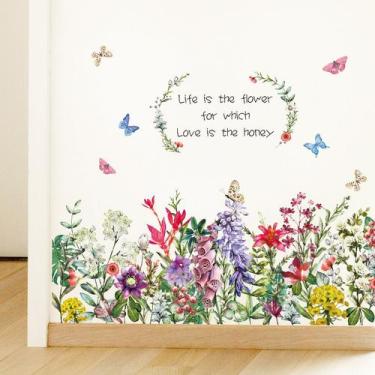 Imagem de Adesivos de parede românticos florais autoadesivos em PVC 60x90cm - yi
