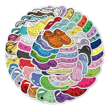 Imagem de Pacote de adesivos, tamancos de desenho animado, vinil impermeável, 50