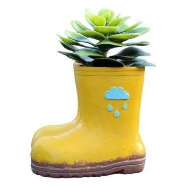 Imagem de Vaso para plantas de resina Flowerpot Creative Rain Boots amarelo - Yi