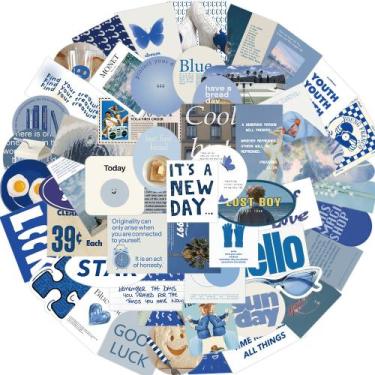 Imagem de Adesivos Blue Aesthetic Scrapbook, guitarra para laptop, 57 unidades -