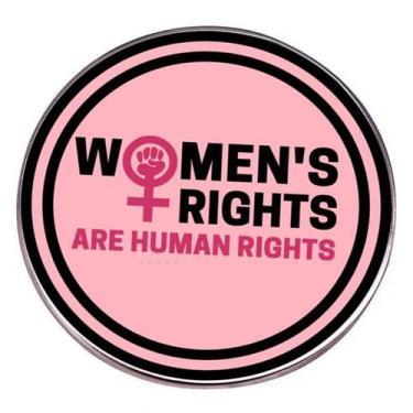 Imagem de Broche Os direitos das mulheres são direitos humanos, rosa redondo, fe